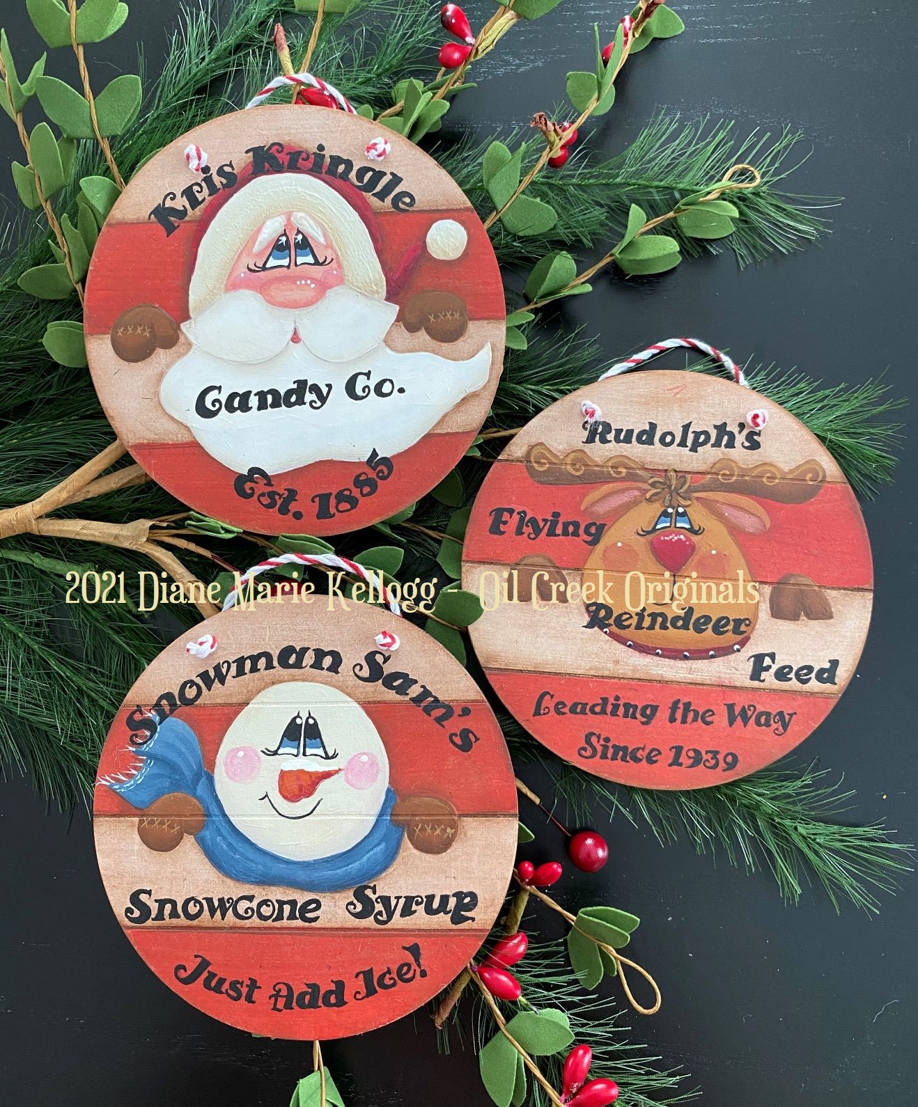 Holiday Barrel Ornament Trio - Product Image
